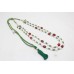 Necklace String Strand 2 Line Ruby Emerald Freshwater Pearl Bead Stone Women D26